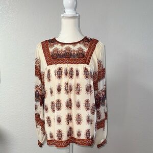 FLYING TOMATO Bohemian Cream and Brown Women's Top